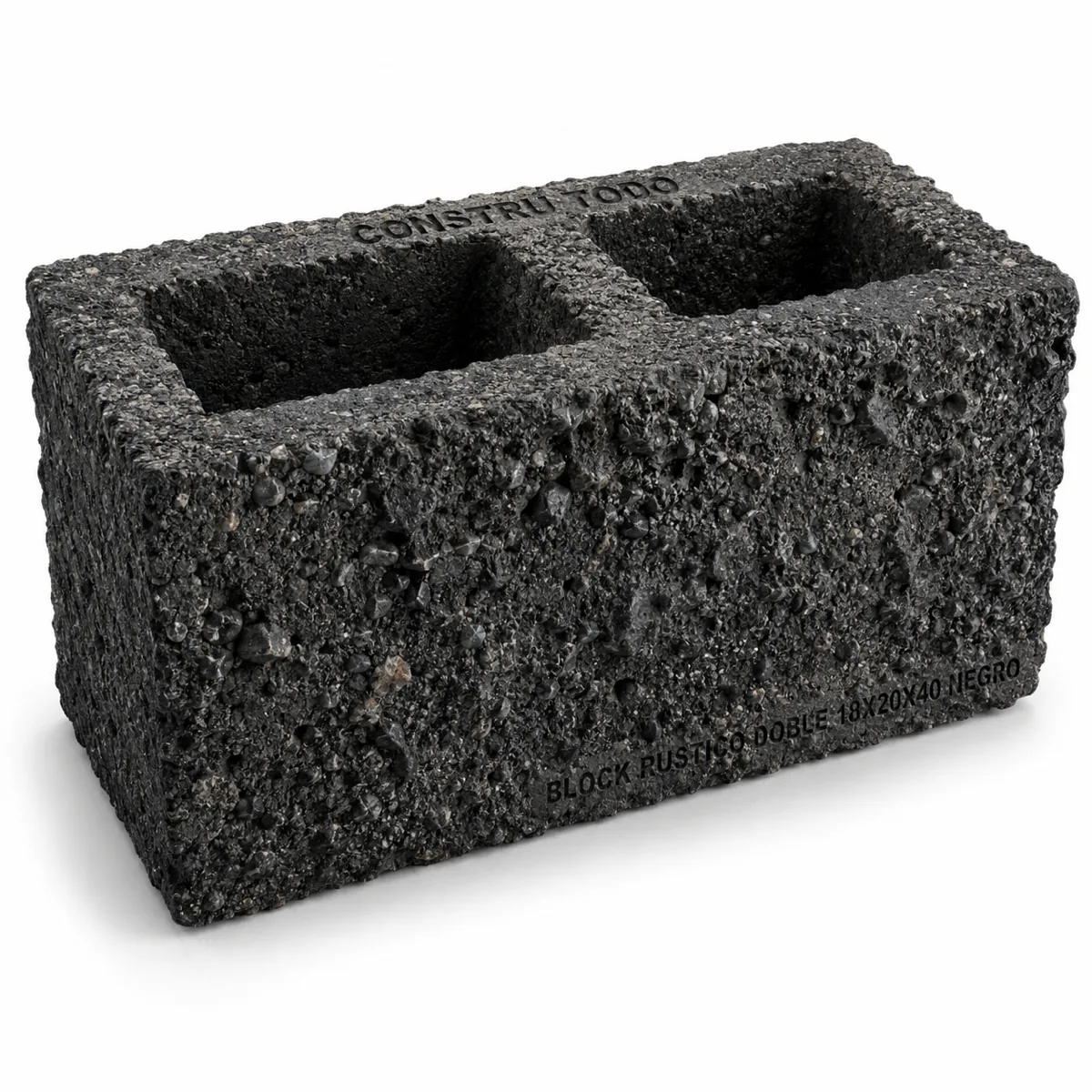 BLOCK RUSTICO DOBLE 18X20X40 NEGRO