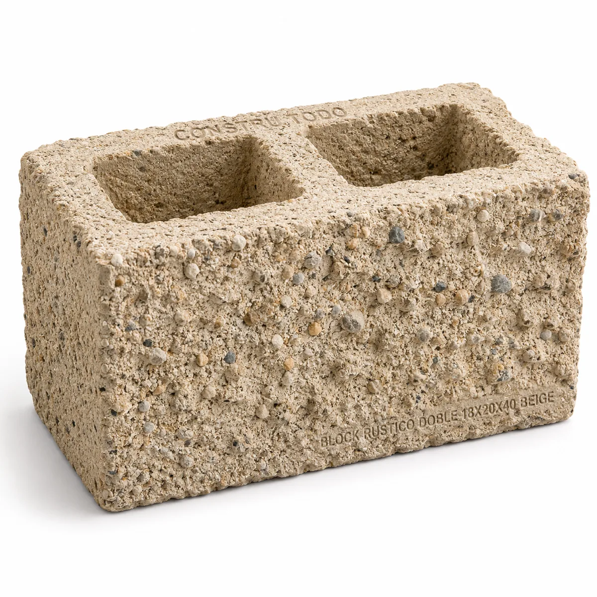 BLOCK RUSTICO DOBLE 18X20X40 BEIGE