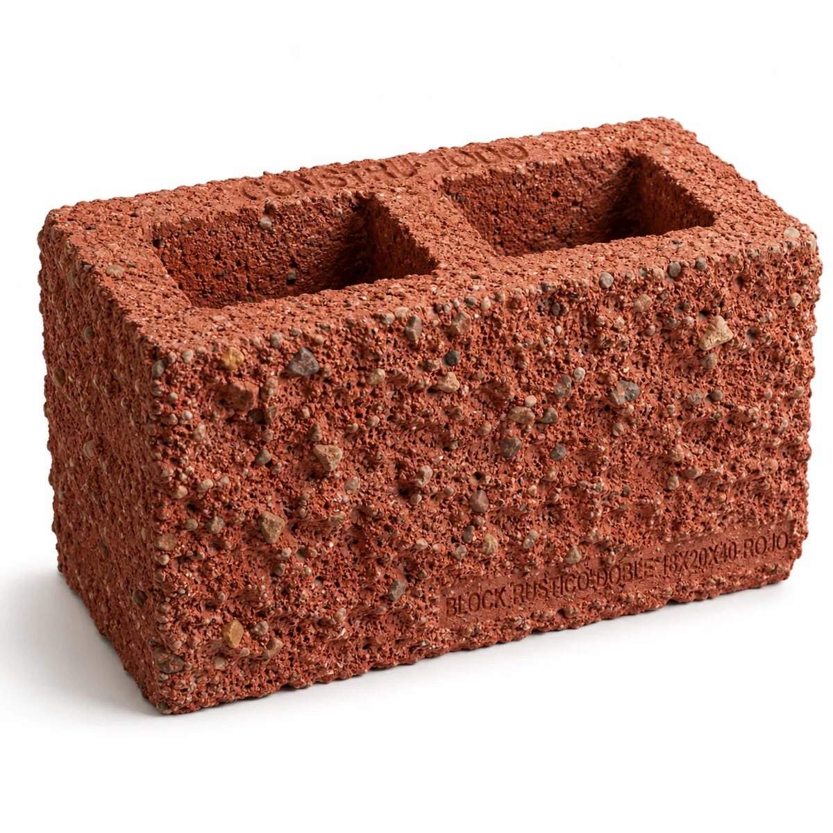 BLOCK RUSTICO DOBLE 18X20X40 ROJO