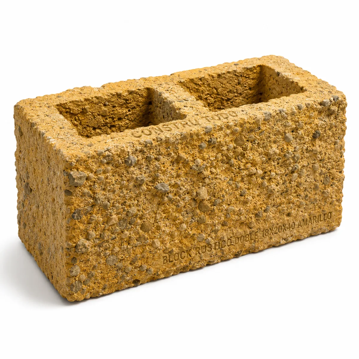 BLOCK RUSTICO DOBLE 18X20X40 AMARILLO