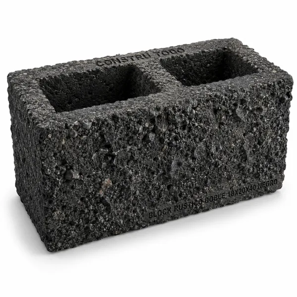 BLOCK RUSTICO DOBLE 18X20X40 NEGRO